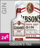 Gin Gibson's 3 ans 70cl, à 23 euros