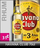 Rhum Havana club 3 ans 70cl, à 30 euros