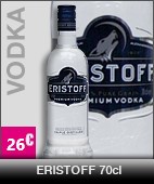 Vodka Eristoff 70cl, à 23 euros