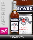 apéritif ricard 70cl, à 25 euros