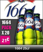 bières 1664 25cl, vingt pour 20 euros