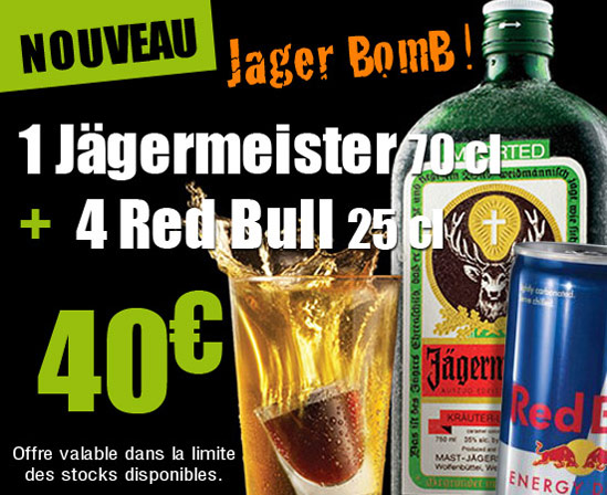 Jägermeister + 4 Red Bull à 40€