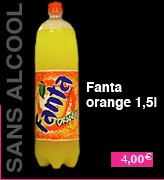 Boisson sans alcool, Fanta orange d'1,5 litre, à 3 euros
