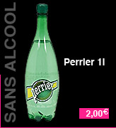 Boisson sans alcool, Perrier d'un litre, à 2 euros